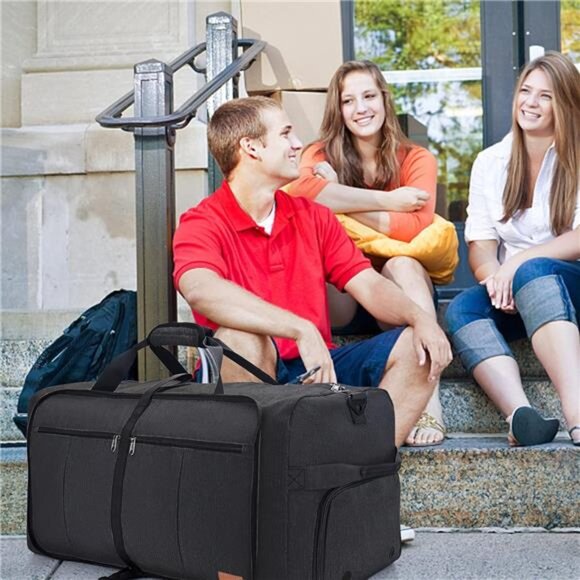 100L Travel Duffle Bag Large Weekender Gym Bag Foldable Waterproof Carry On - Picture 2 of 7